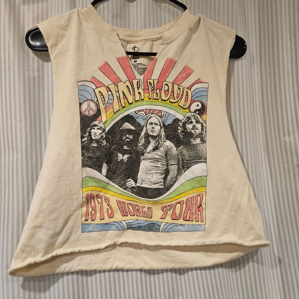 Pink Floyd World Tour Band Tee Sleeveless Crop Top Sz M